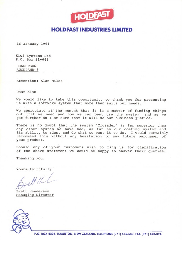 Letter from Holdfast NZ